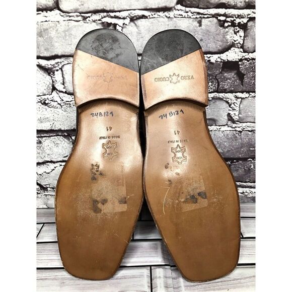 Marco Delli Brown Shimmer Leather Square Toe Loafers Dress Shoes Men Sz 41EU/8US main image 4